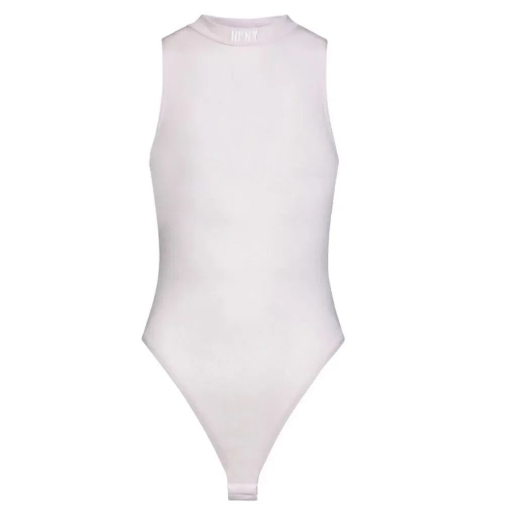 Heron Preston Semi-Transparent Pink Stretch Viscose Knit Bodysuit NWT Size Large